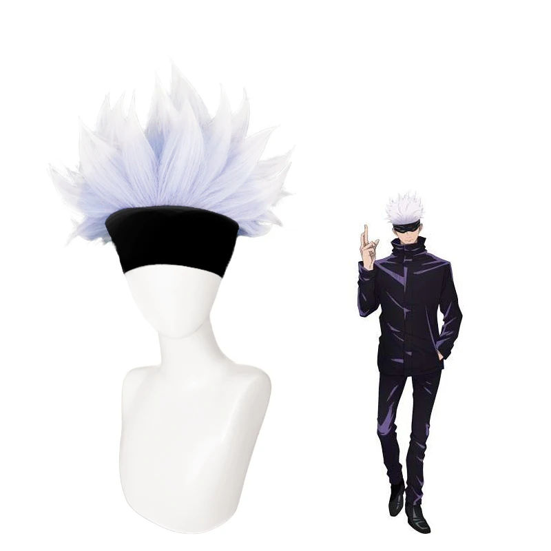 Короткие парики голубого цвета с наконечником белого