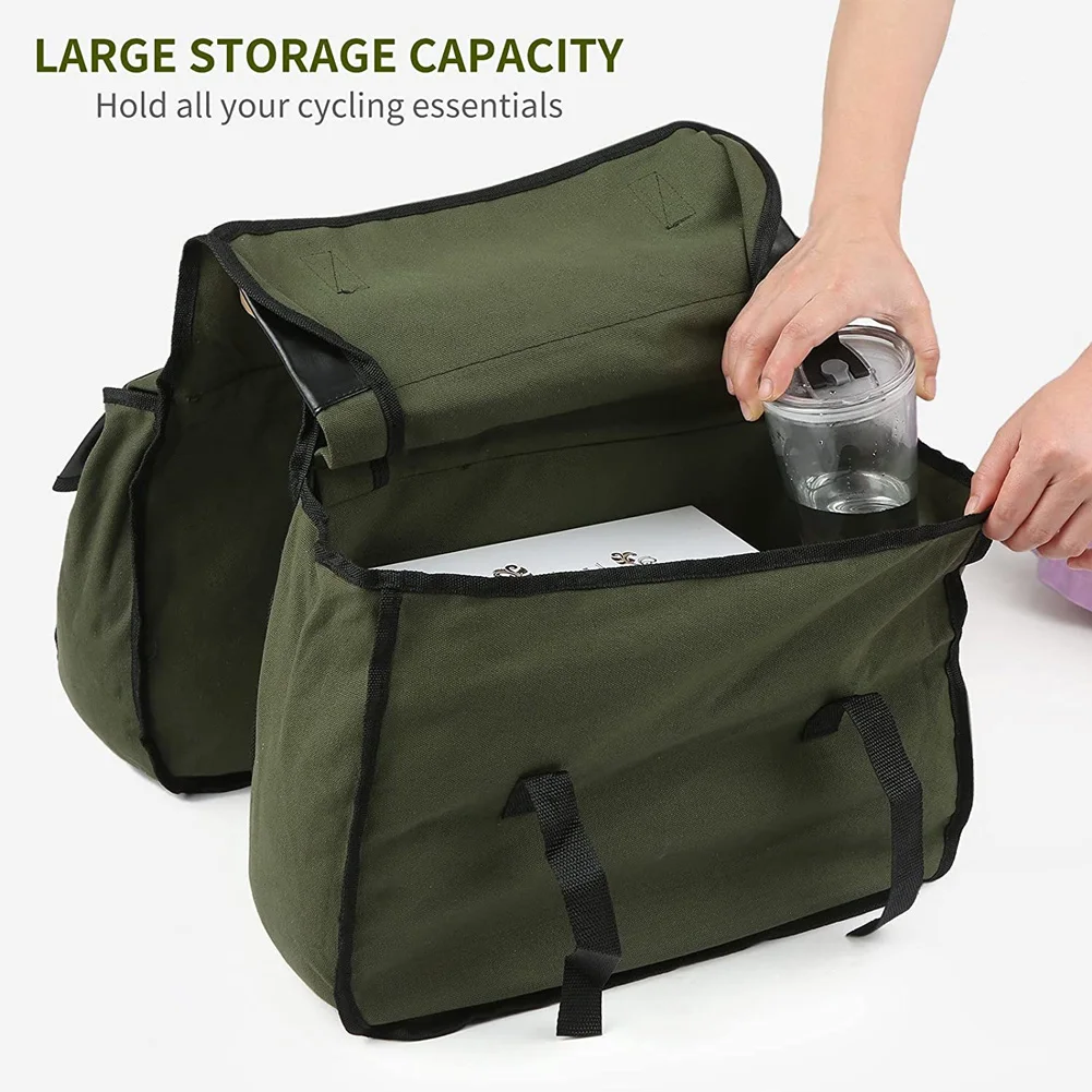2022 new waterproof canvas bicycle saddle bags for all bikes,Large capacity bike bags for bicycles rear rack for hiking camping