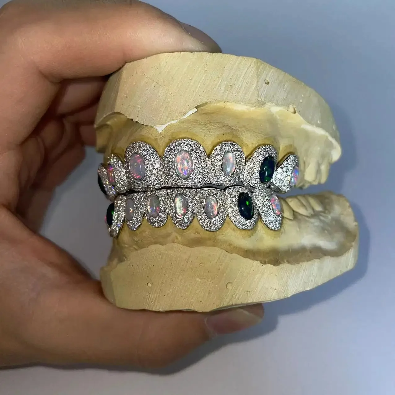 Luxury Hiphop 925 Silver Gold Princess Cut Custom Moissanite Grillz Iced Out Dental Grills For Teeth moissanite hip hop