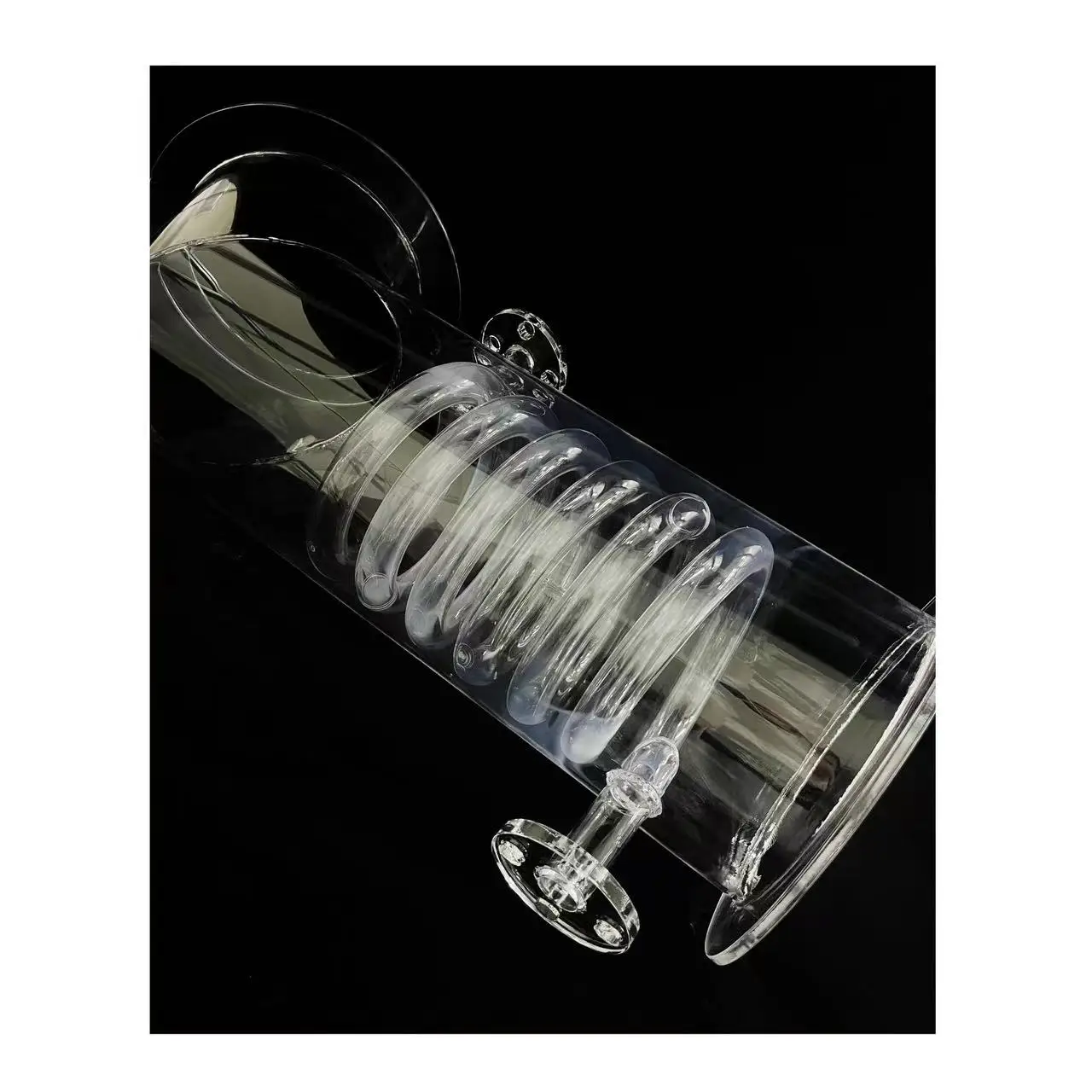 Heat resistant Transparent Large size Quartz tube with Quartz spiral tube and Quartz flange