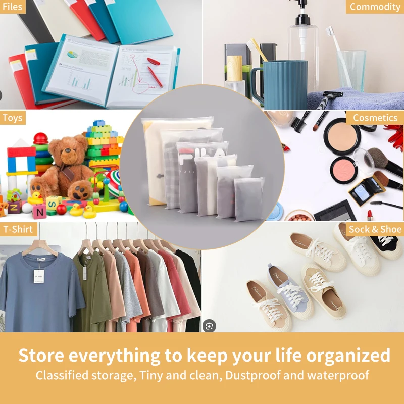 Recycled 11X13.5 Inches Zip Lock Bag Custom Plastic Biodegradable Tshirt Thick Mat Black Frosted Zipper Bag For Clothing