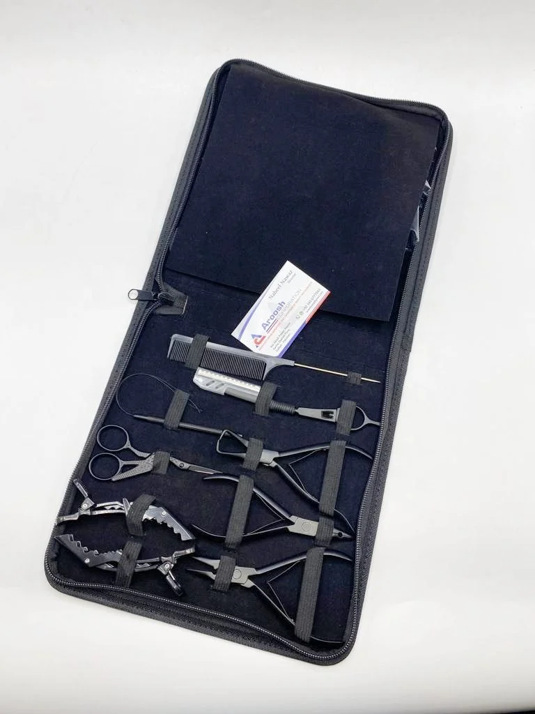 Black Hot Selling Wholesale Surgical Grade Stainless Steel Hair Extension Pliers With Micro Beads, Hair Gripper Tools Kit Set