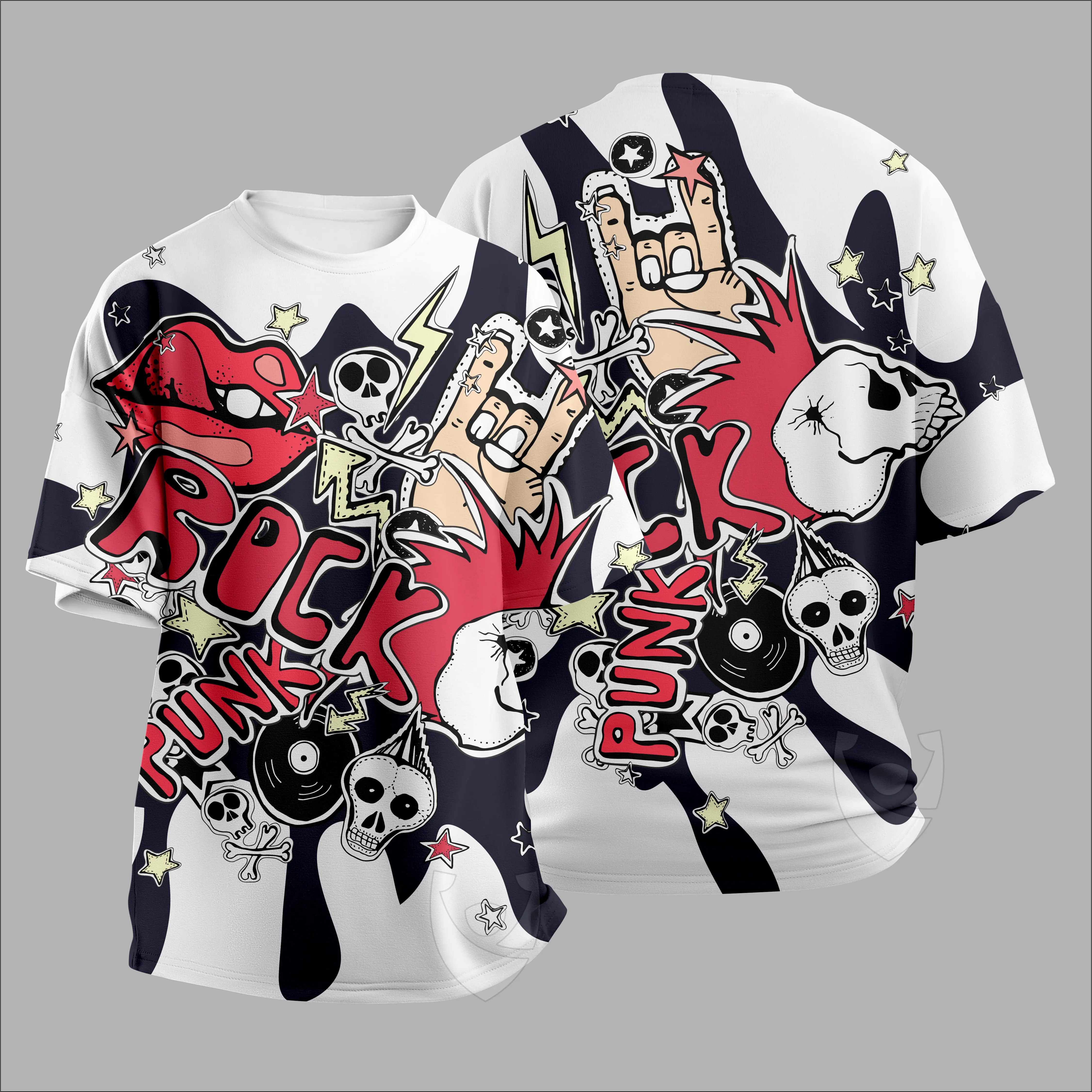 Wholesale Breathable 100%Cotton Plus Size Custom Printed Hip Hop Street wear USA Size T-Shirts For Men Oversized Skull Graphic