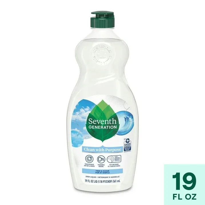 Seventh Generation Free & Clear Fresh Liquid Dishwashing Soap, 19 oz