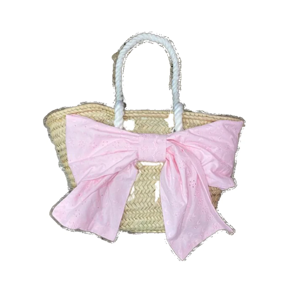 Итальянская Роскошная бумажная летняя сумка с розовым бантом высокого качества модная женская из ПВХ и натуральной подкладки для пляжного отдыха