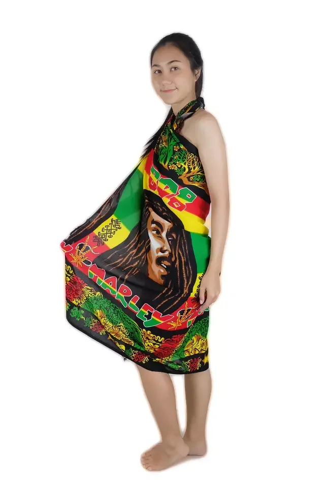 Customized Available for Womens Sarong Printed Bob Marley Sarongs Beach Cover Ups from Thailand Factory