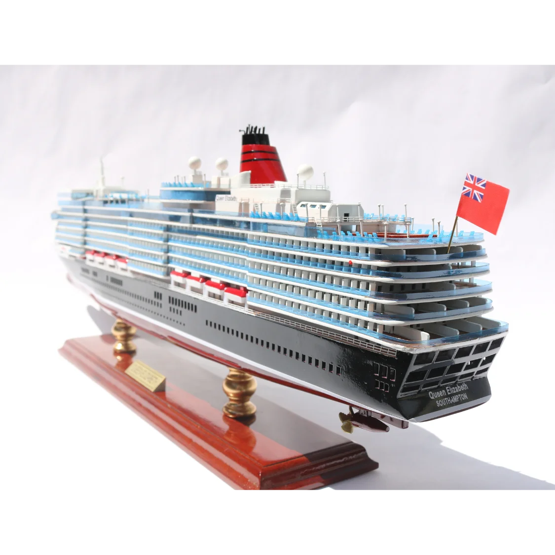 MS QUEEN ELIZABETH CRUISE SHIP MODEL FOR DECORATION - HANDICRAFT MODEL FOR GIFT - WOOD SHIP MODEL WITH DISPLAY STAND