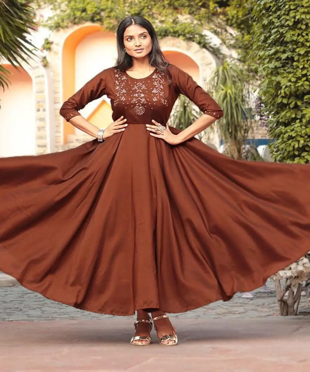 DESIGNER HEAVY COTTON JACQUARD PRINTED GOWN PARTY WEAR WHOLESALE PRICE FOR BOUTIQUE WOMEN STORE ETHNIC GARMENT