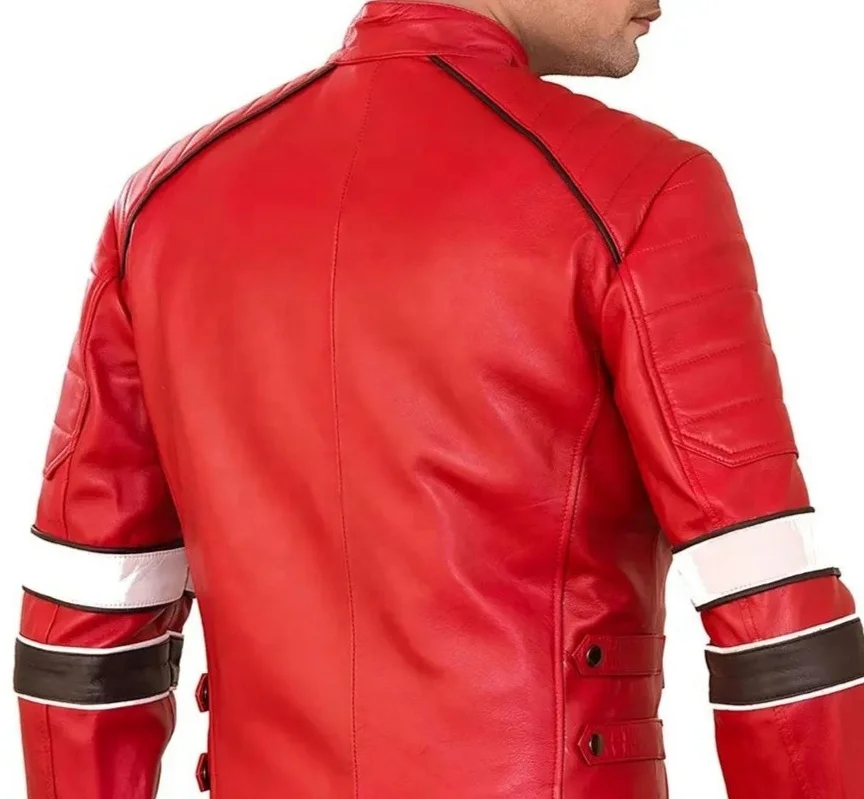 Men Fashion Red Cow Leather Jacket/Men leather Jackets/Made in Pakistan Leather Jackets For Men
