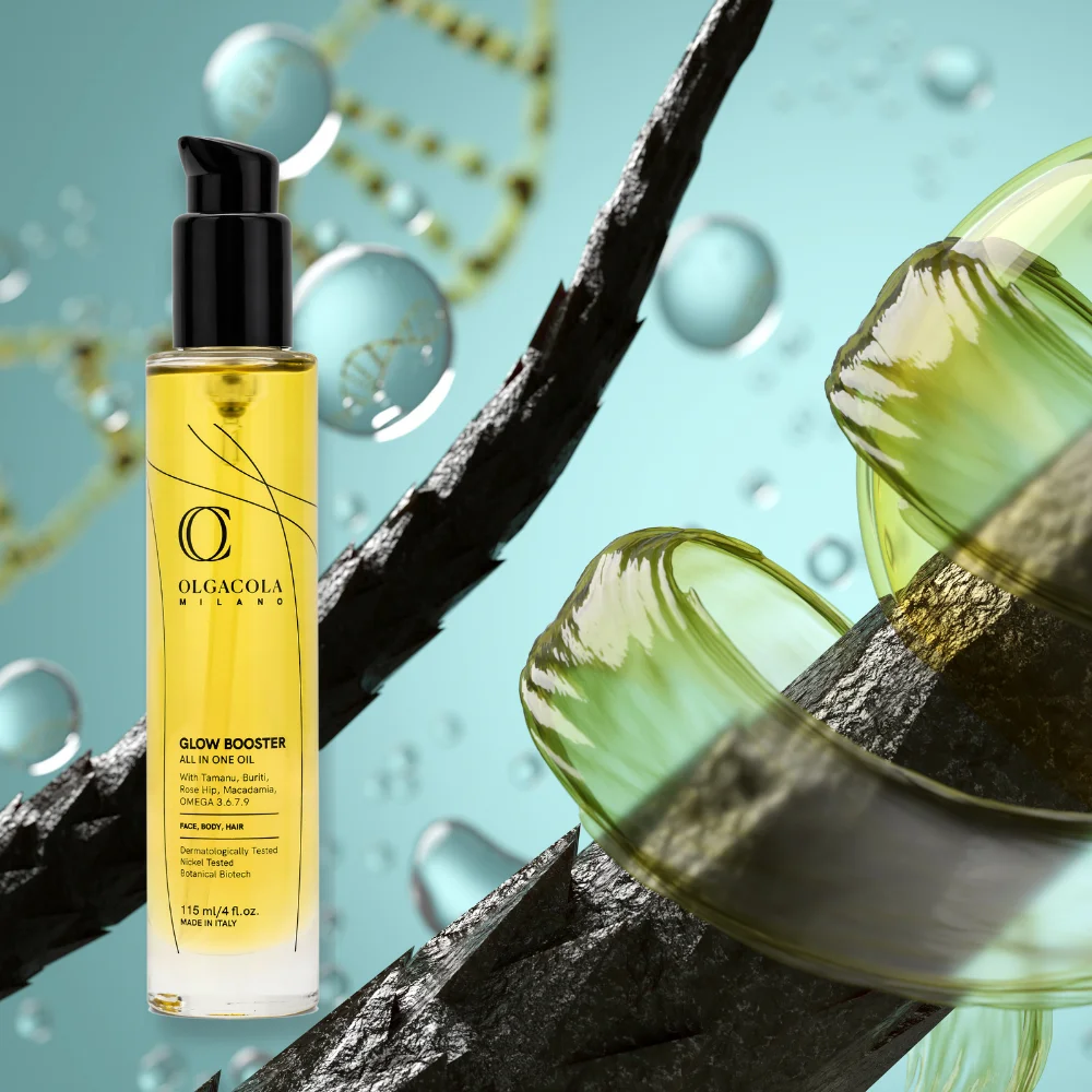 Best Italian Quality Glow Booster Oil Multi Active All in one Face Body Hair Vegan Organic Tamanu Buriti Oil Omega 3,9