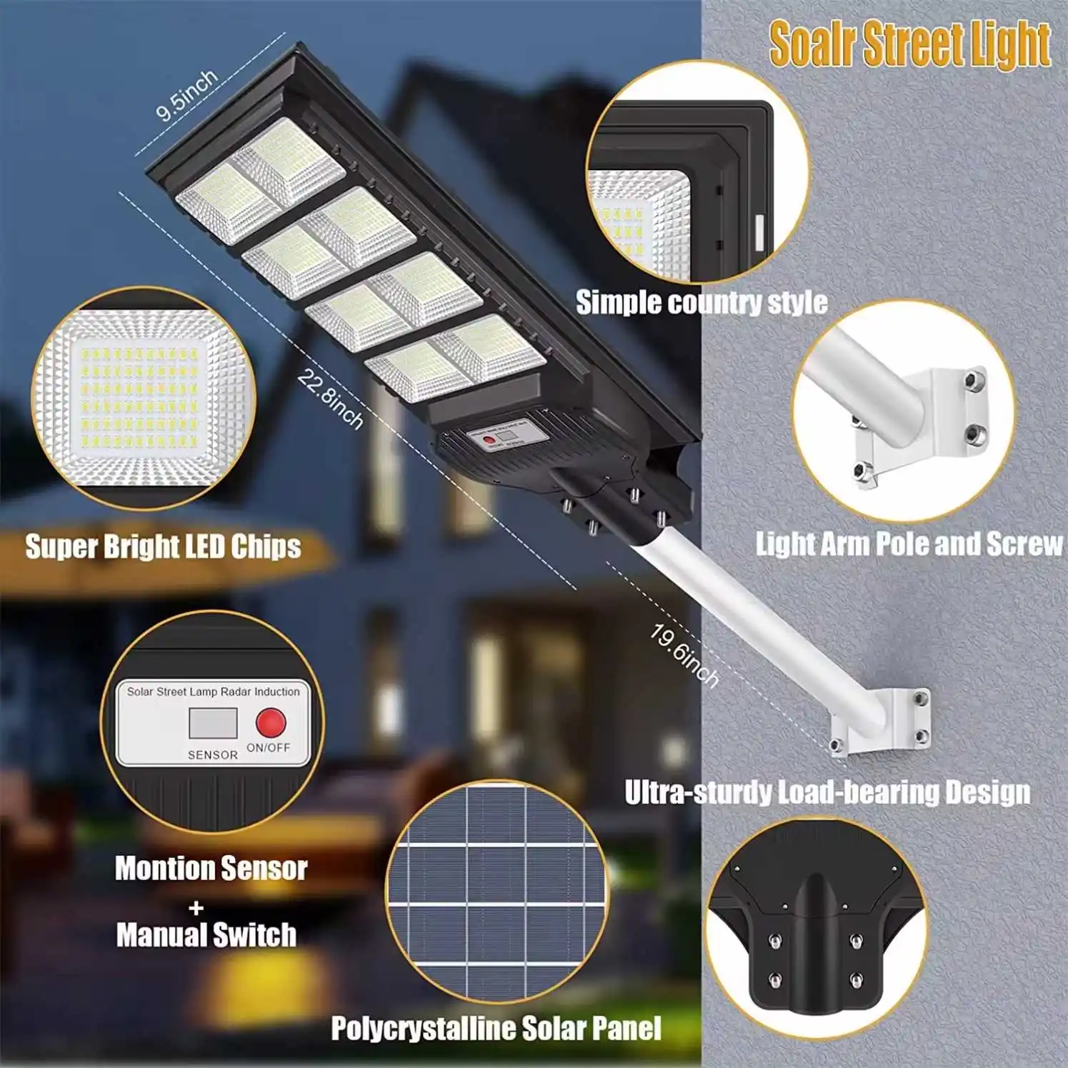 Upinsolar outdoor solar powered street light lamp waterproof 100w 300w solar street lamp 200w for garden