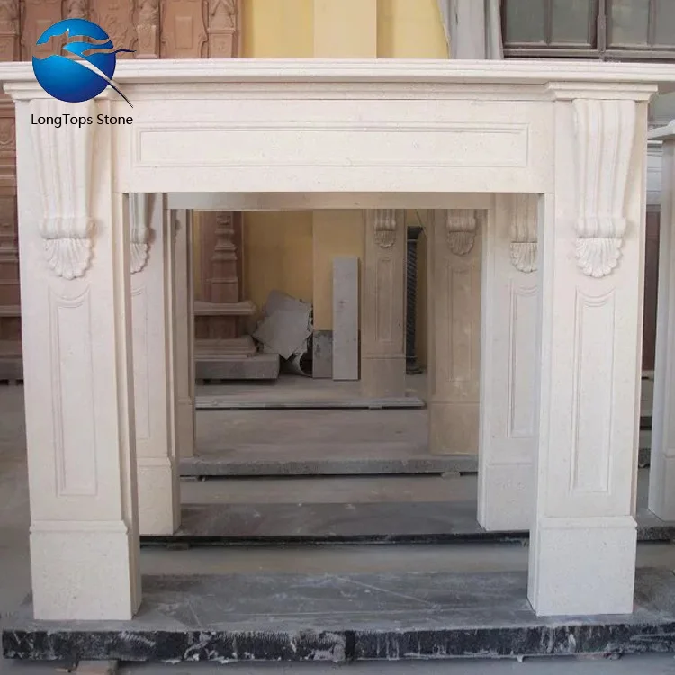 Popular Two Layer Black and White Marble Fireplace Surrounds Natural Stone Marble Fireplace Mantel