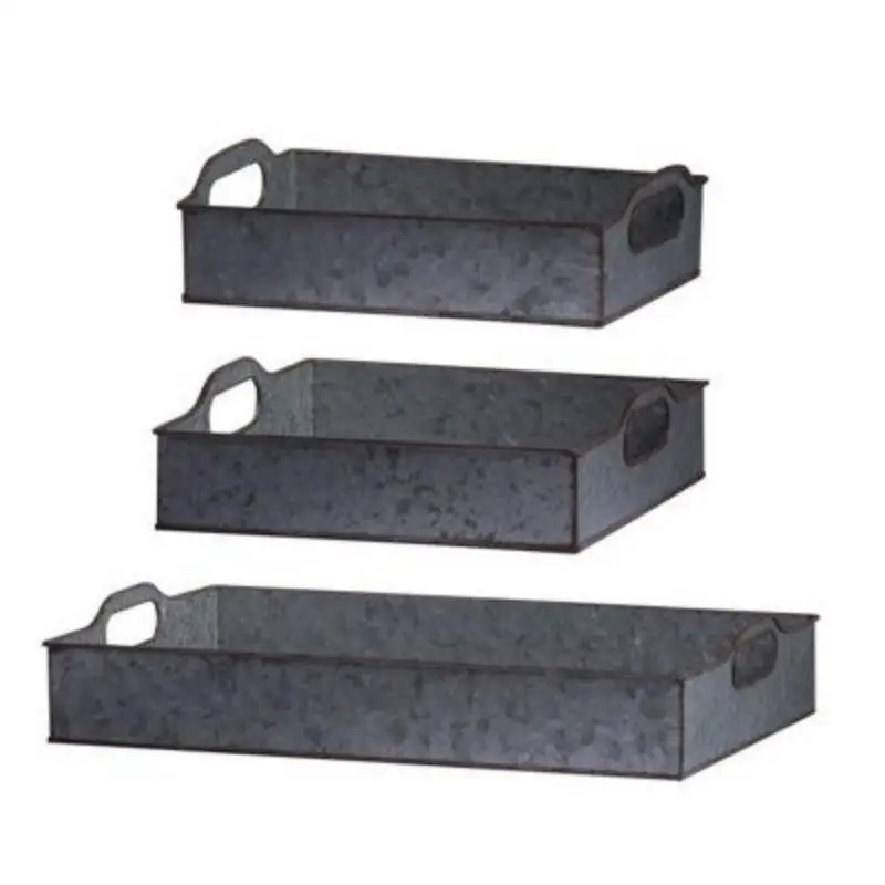 Exclusive large galvanized serving tray for luxury events with metal handle customized shape & size for use party events