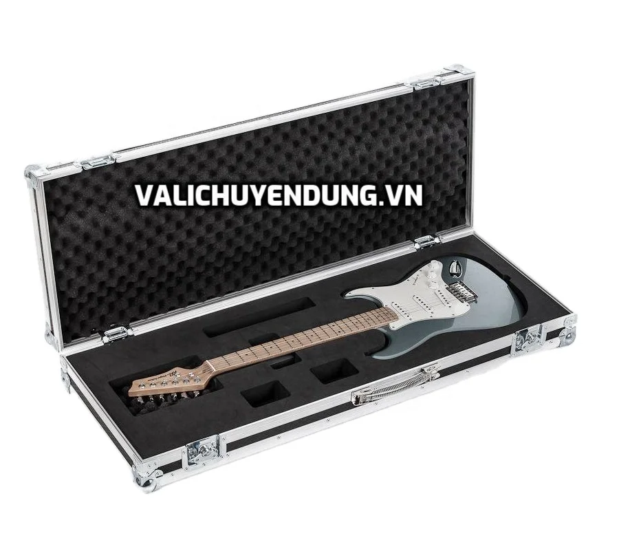 Wholesale Sturdy Aluminum Guitar Case Lockable Customize Instrument Storage Case with Foam Instrument Case