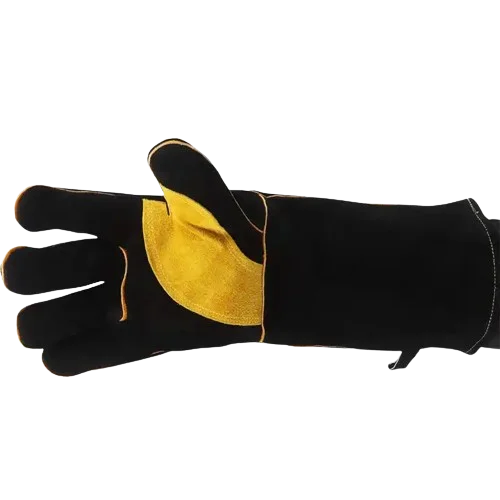 High-Durable Blue Welding Gloves with Yellow Reinforced Padded Palm XL Size Protective Leather Product for Welder