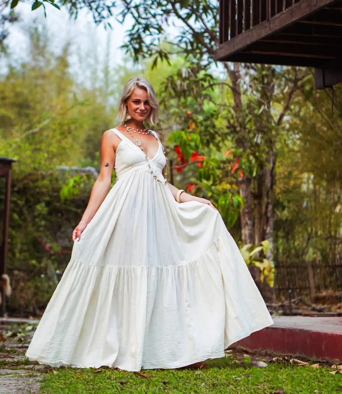 2024 Summer New Boho Sexy Maxi Dresses Sundress Plus Size Slip White Lace Dress Women Elegant White Boho Dress