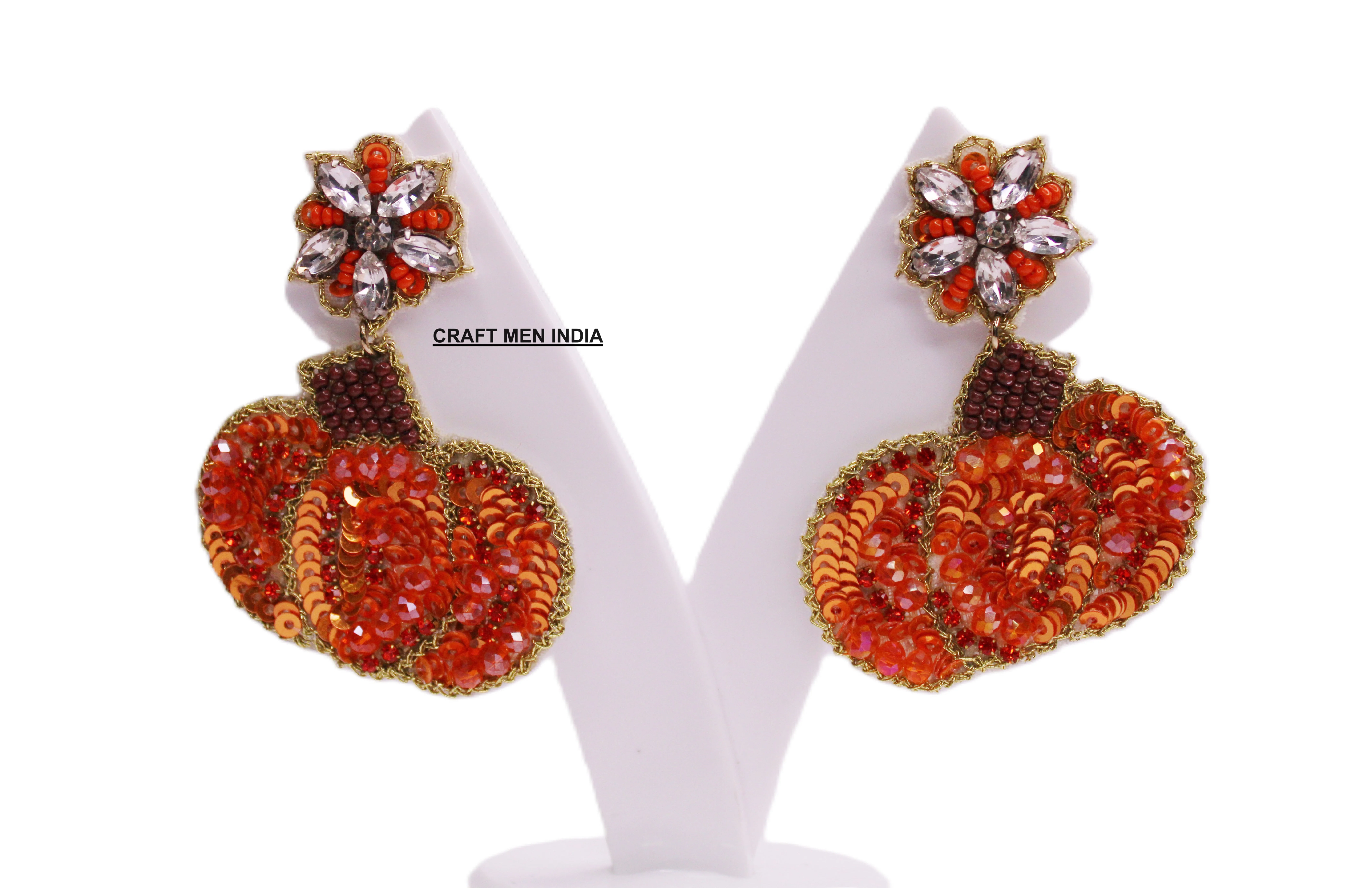 Handmade Beaded Stud Earrings for Girls and Women Fashionable Diamond Indian Wing-shaped Pattern in Classic Spanish Style