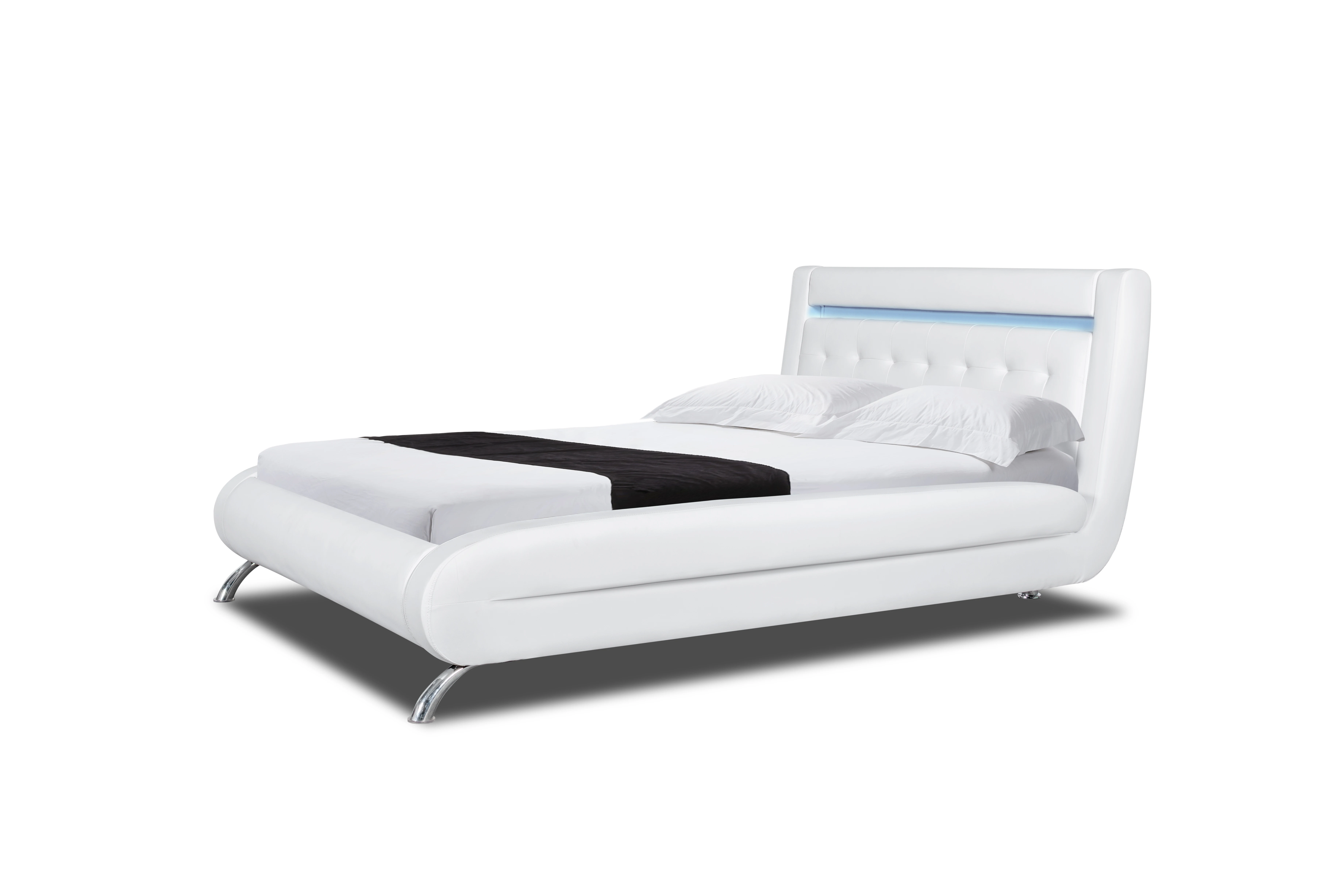 Wholesale Modern Led Bedroom Full Set With King Size Bed Pu Leather Queen Bed With Led Lights