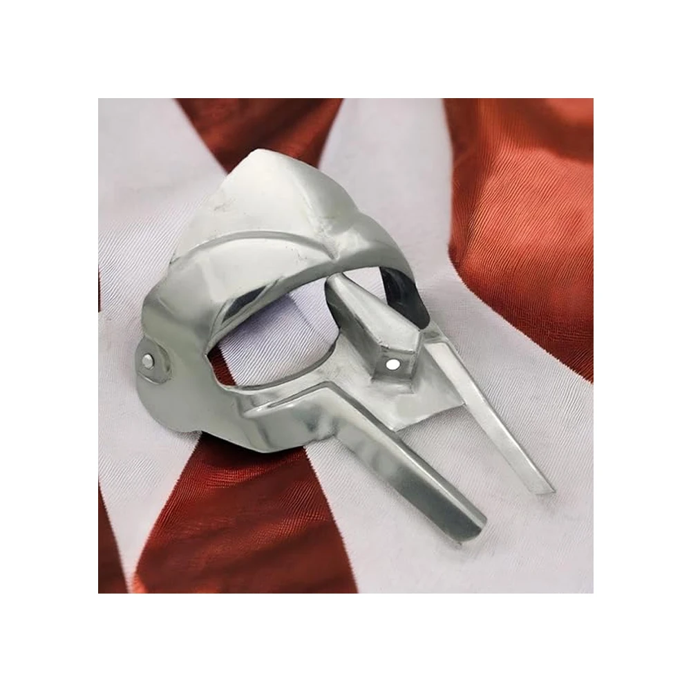 Attractive Halloween Mask Roman Gladiator Helmet Face Mf Doom Medieval Viking Attached Leather Straps at Affordable Price
