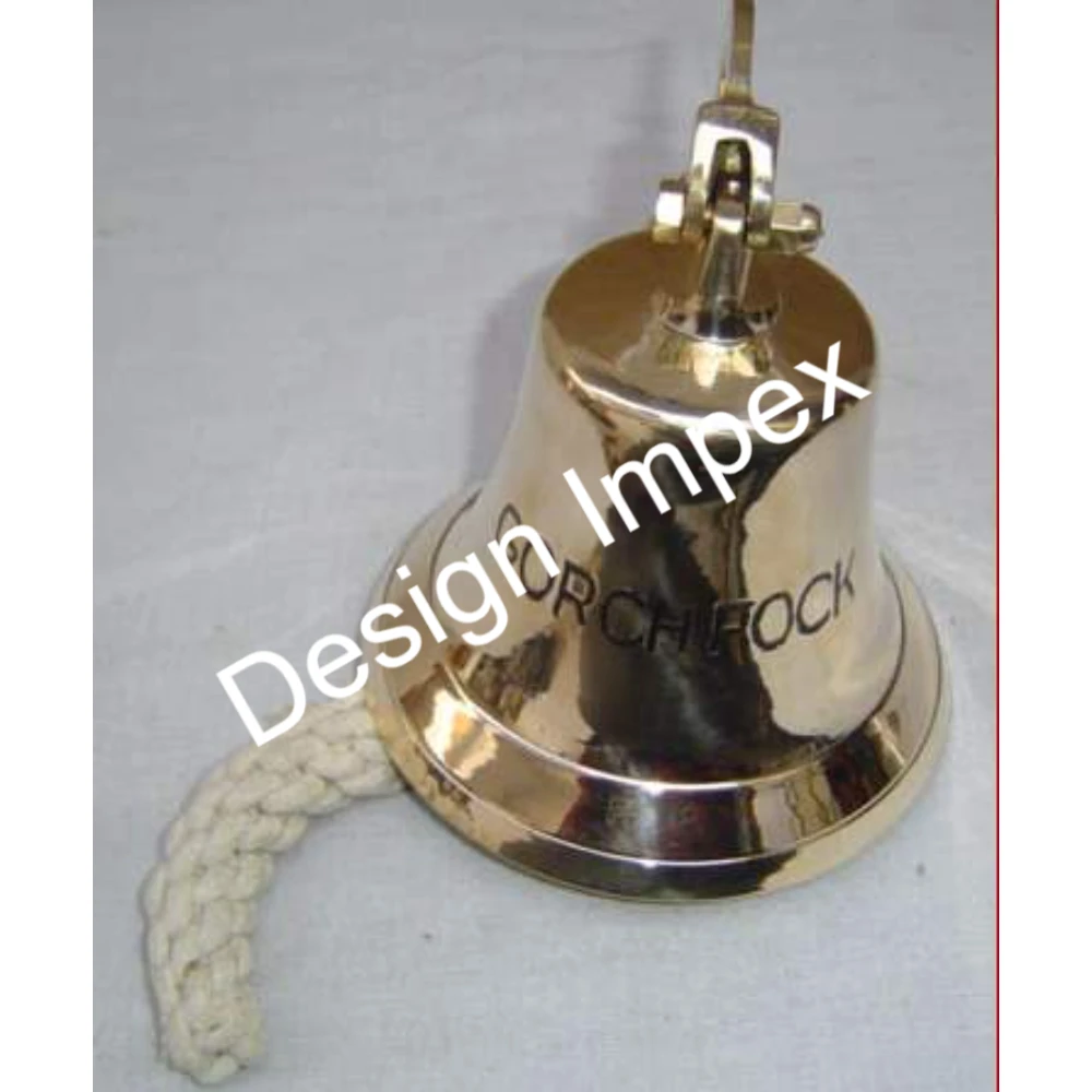 Custom Hot Sale Brass Ship Bell With White Rope Large Catholic Church Bell Hot selling Luxury Wall Hanging Bell For Christmas