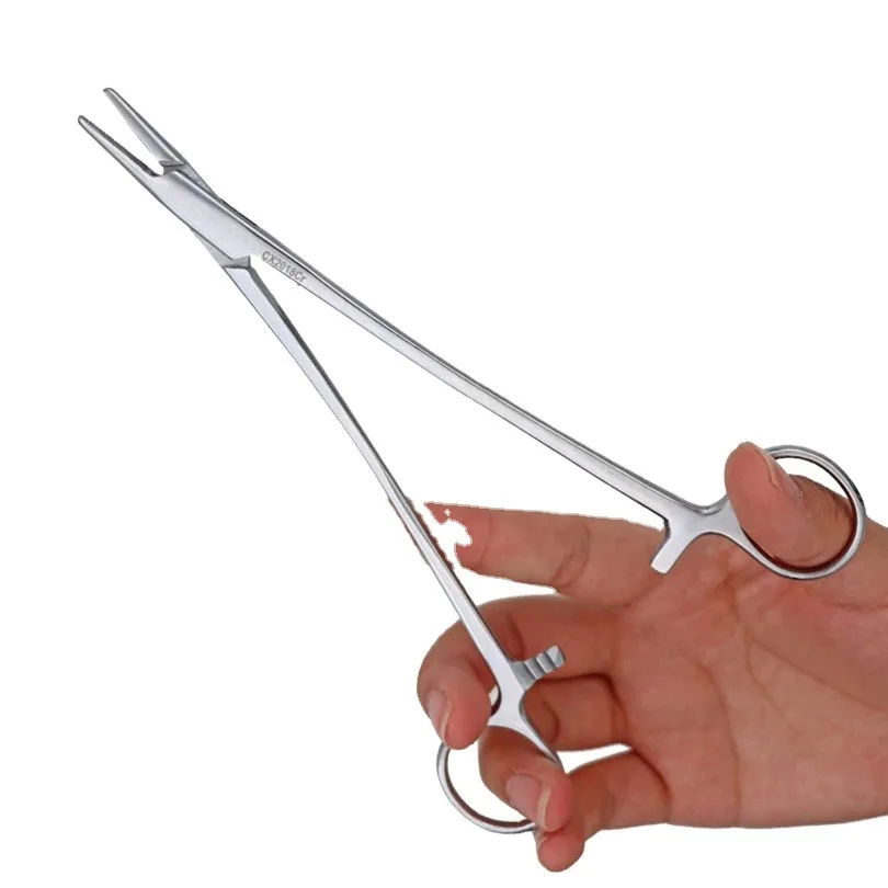 Stainless Steel Hemostatic Clamp Forceps Surgical Forceps Tool Hemostatic Forceps Pliers Straight Elbow Tips Needle Holder