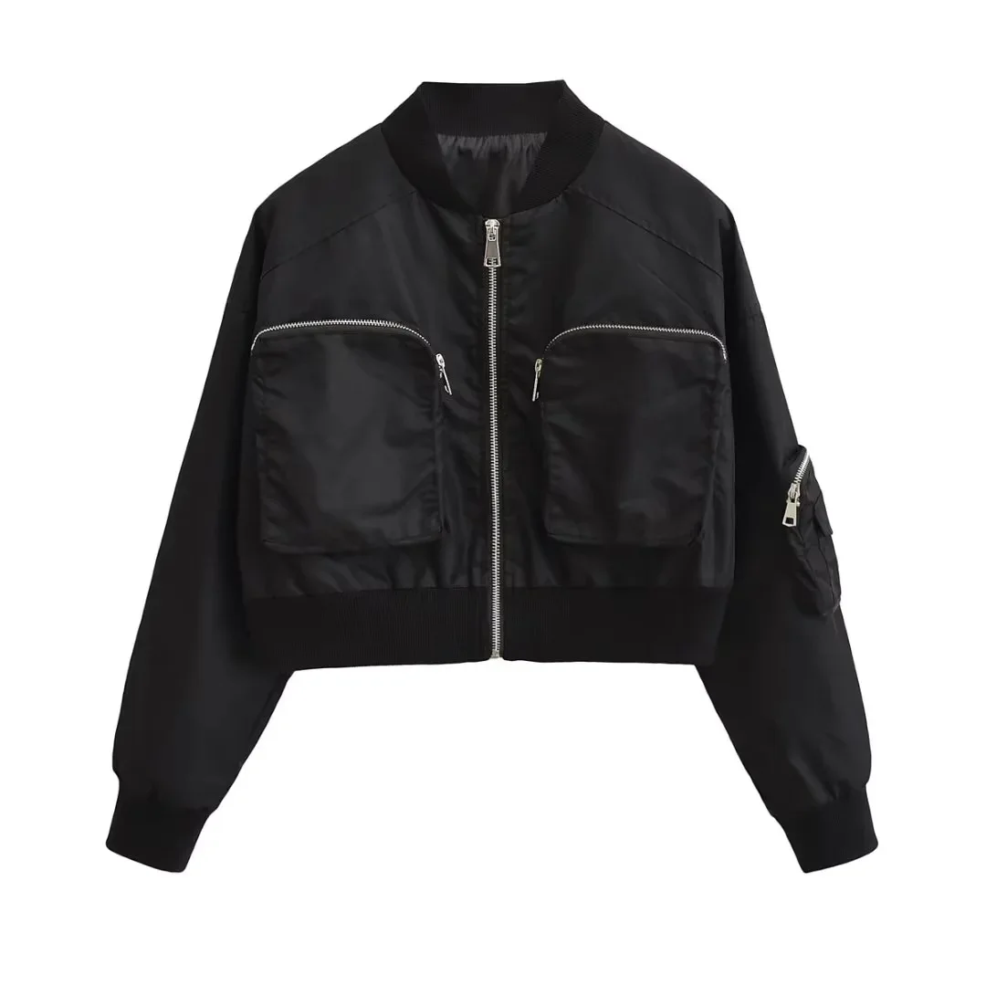 2024 Spring and Autumn street fashion High street trend club short zip jacket women