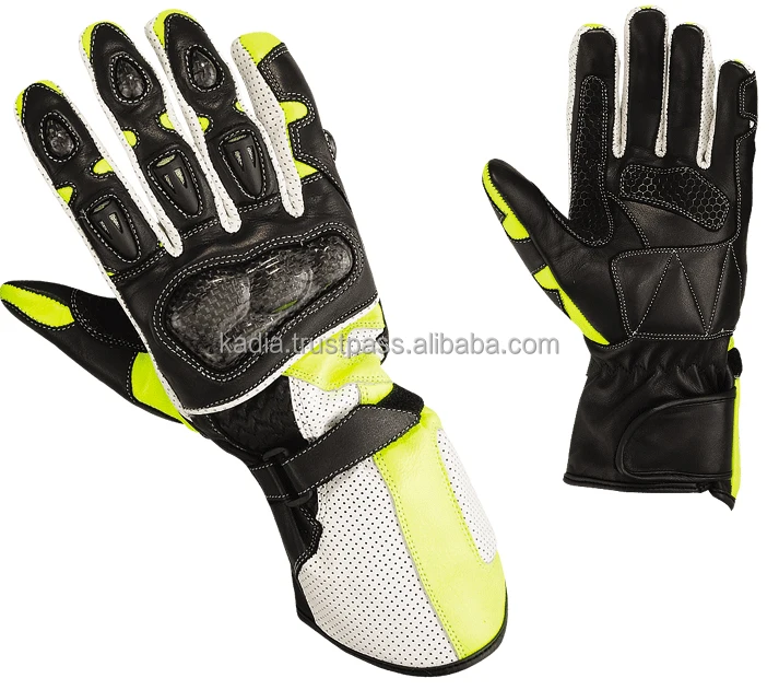 Mens Sports Leather Racing Gloves, New Style Full Finger Motorbike Gloves Summer Motorcycle Long Gloves for Men