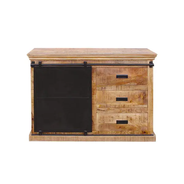 Industrial & Vintage Indian Iron Metal & solid old mango wood Cheap Antique living room Storage cabinet with sliding door