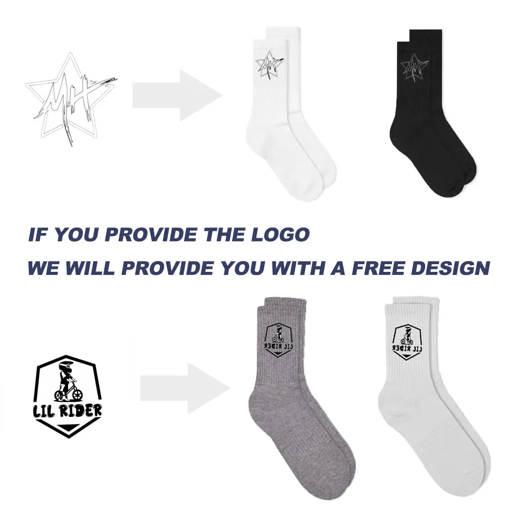 Wholesale high quality cotton running yoga oem socks calcetines al por mayor crew custom design men sport sock with logo