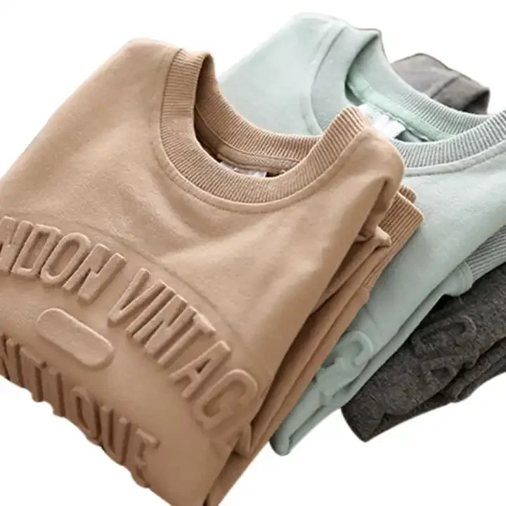 Custom sweatshirt 3D embossed crewneck sweater 3D embossed hoodie top hot sale customer own design