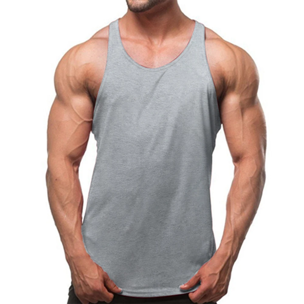 Sports Cotton Boys Muscle Singlet Sleeveless Travel Vest Gym Mens Bodybuilding Fitness Running Custom Logo Vest