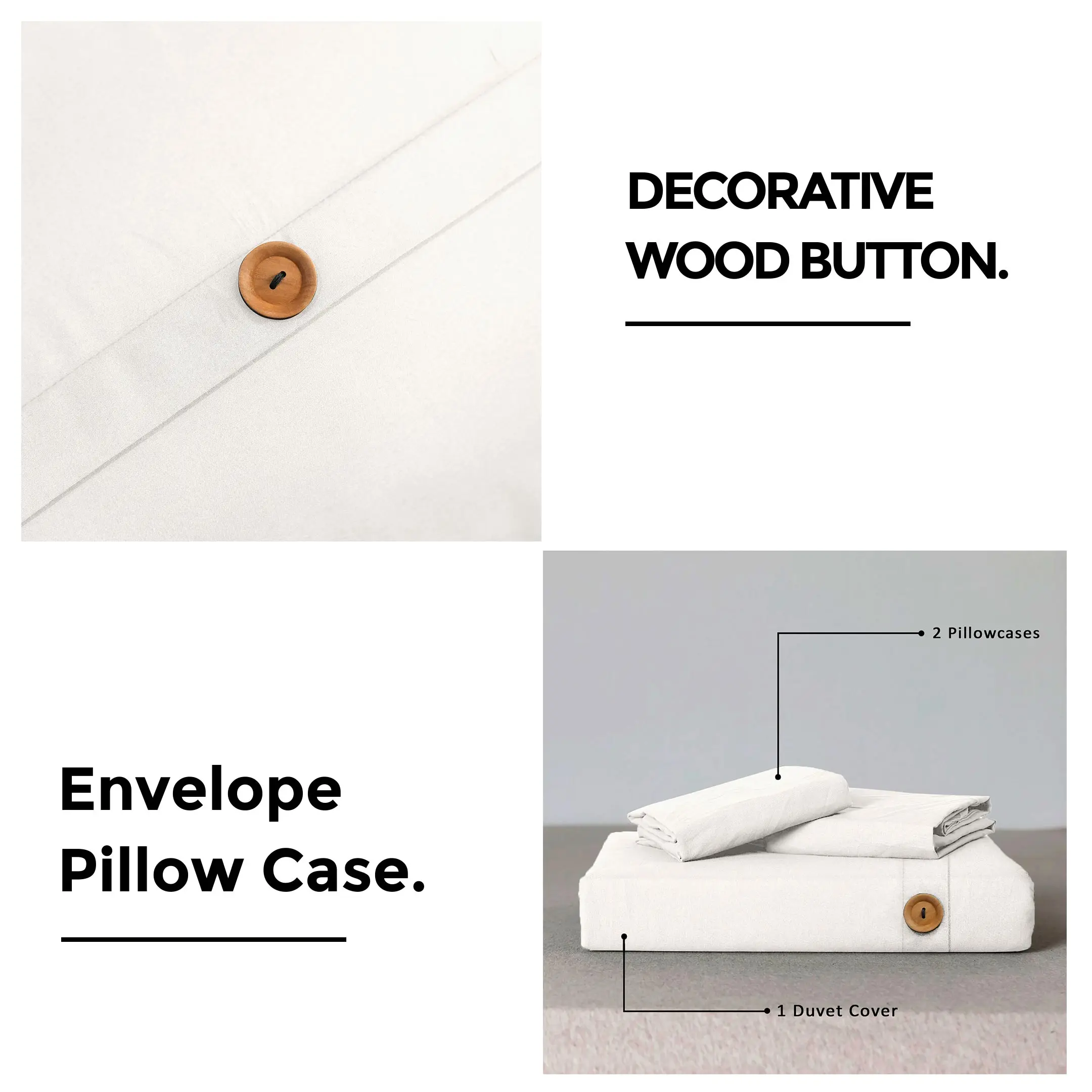 Cheap Wood Button Style White duvet cover set Microfiber Set Duvet Cover with 100% polyester microfiber customization 90GSM