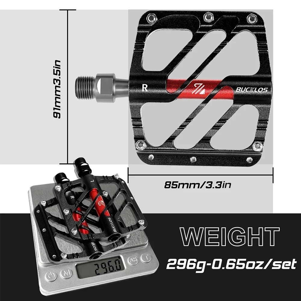 BUCKLOS Bicycle Pedals MTB Road 3 Bearing CNC Flat Bike Pedals Wide Cycling Platform Anti-skid Aluminum Mountain Bicycle Pedal