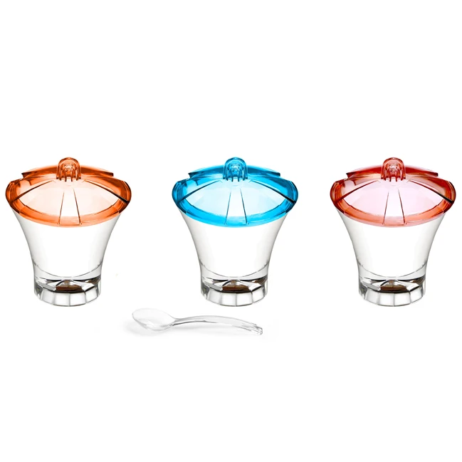 Elegant Acrylic Sugar Pot With Spoon And Lid