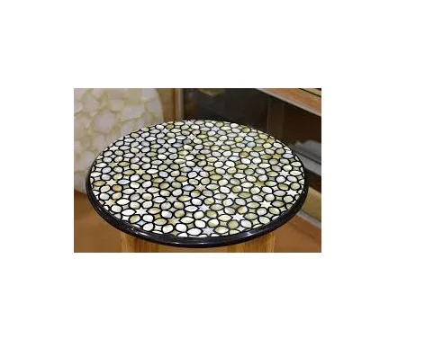 Modern Simple Designer Light Luxury Mother of pearl Round Side Tables Mother of pearl shell inlay stools manufacturer