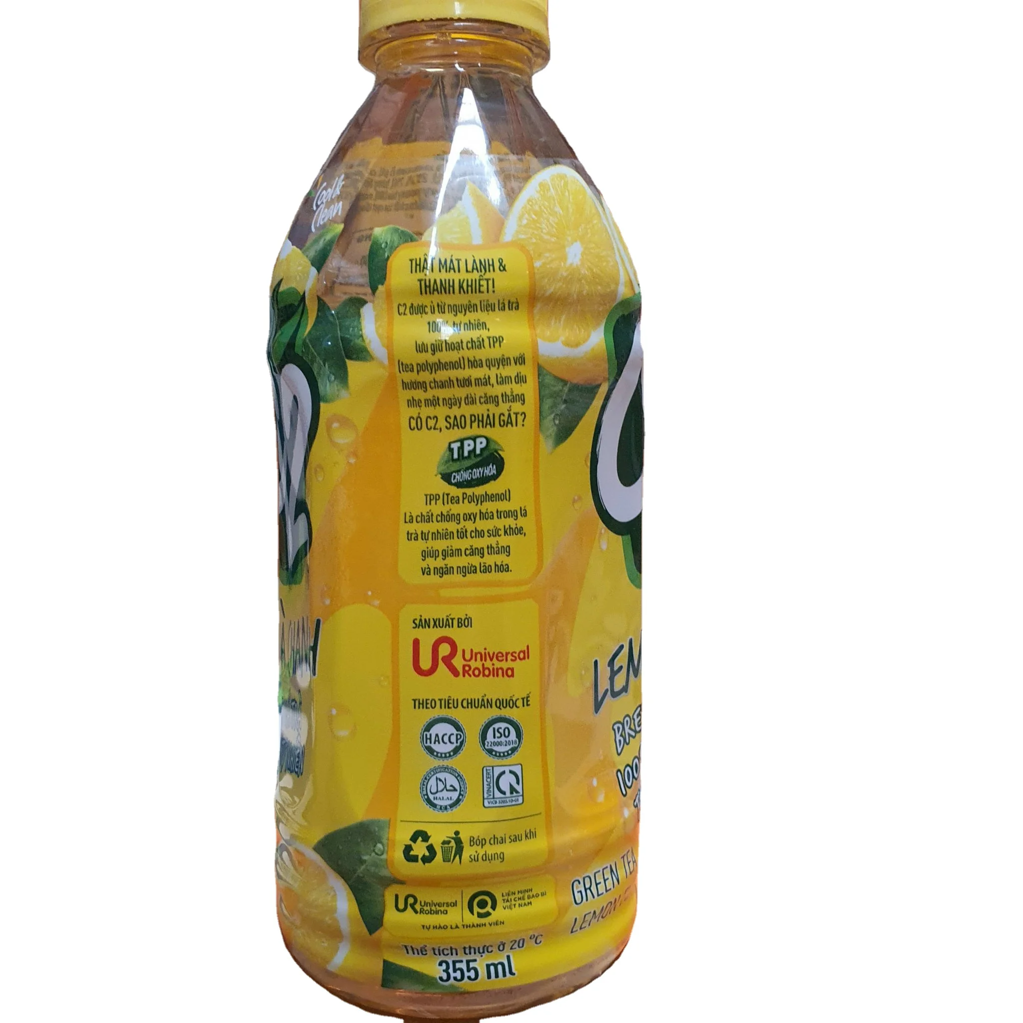 Best seller / C-2 greentea lemon soft drink 255ml - 355ml - 455ml / high quality for export / plastic bottle