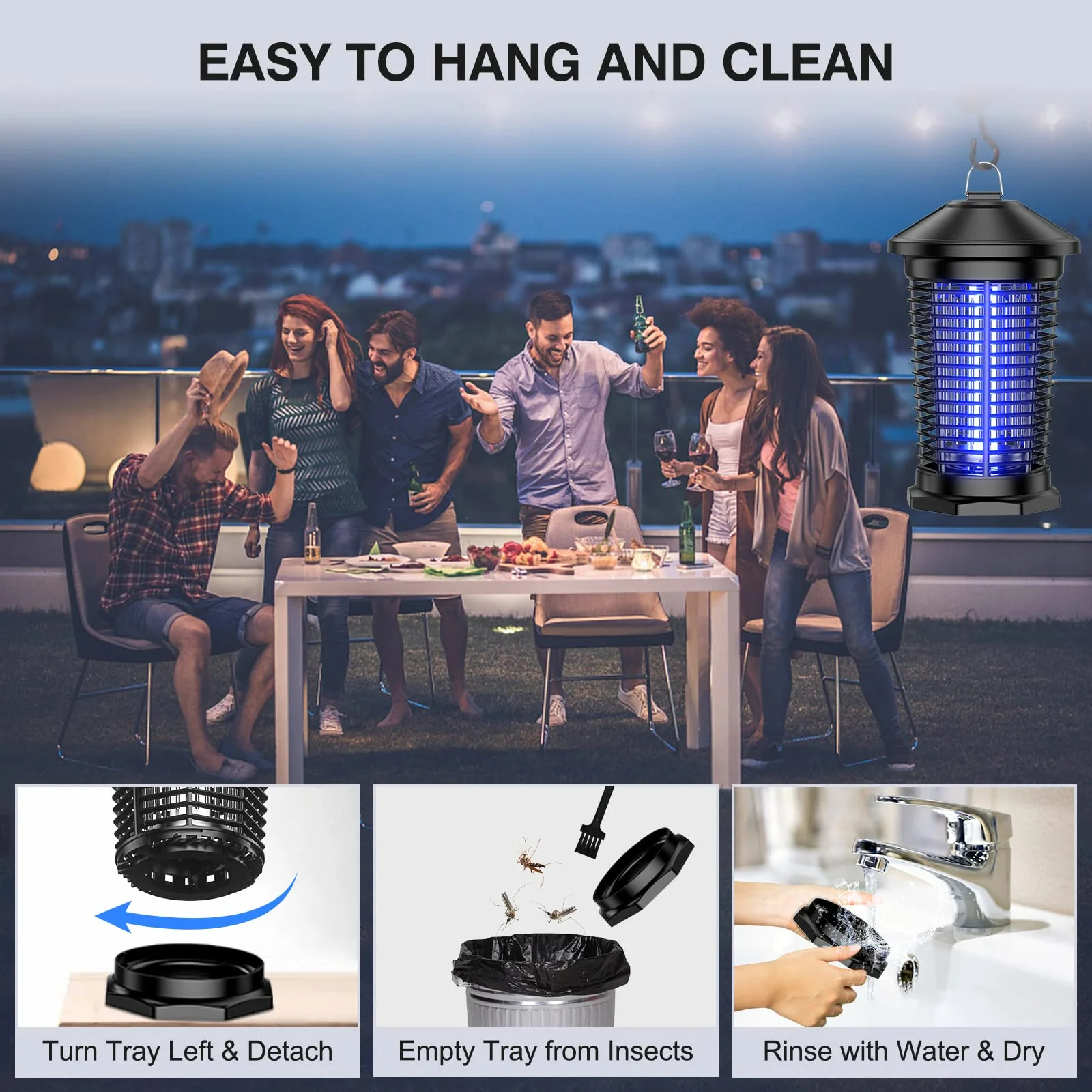 Уличная Водонепроницаемая пластиковая лампа-убийца комаров 20 Вт 4000 в UVA Tube, портативная лампа-убийца насекомых