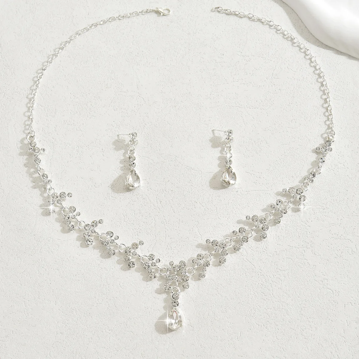 New Two-piece Wedding Set Necklace Earrings Korean Style Super fairy Wedding Dress Versatile Accessories for Women