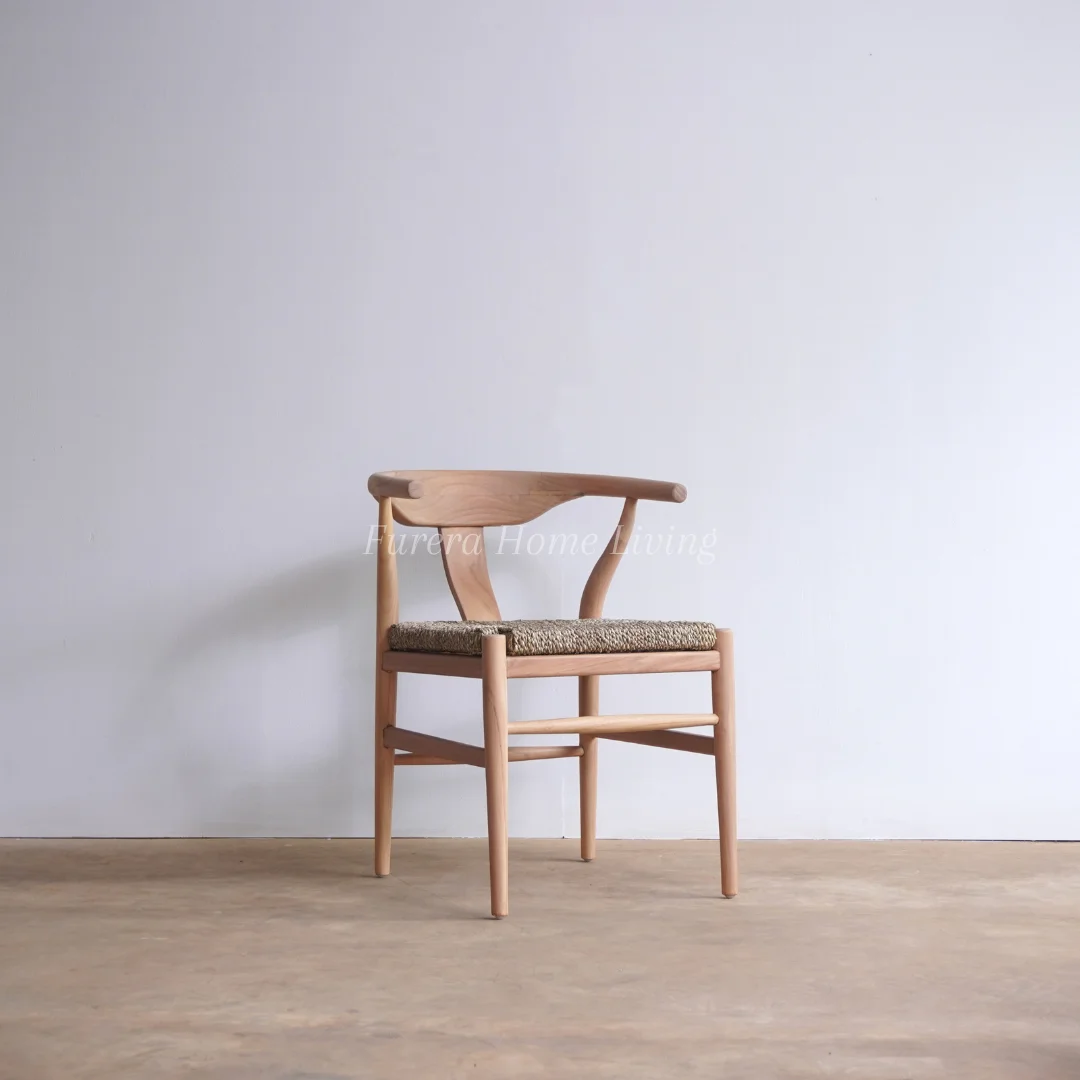 Высококачественный обеденный стул на рычагах с тканым тростниковым тиковым деревом натуральный стиль середины века