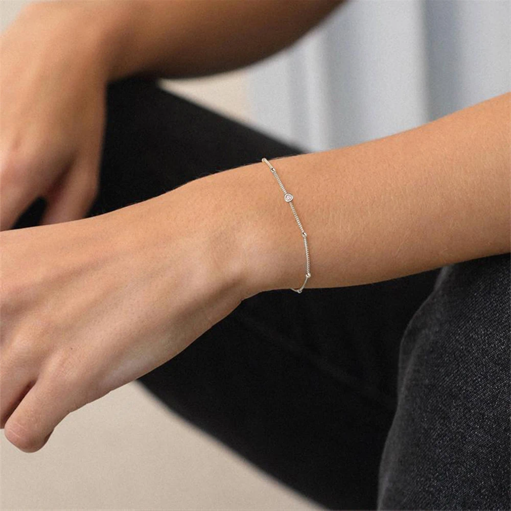 CANNER Wholesale Fashion Jewelry Round Bead Bracelet 18K Gold Plated  Simple S925 Sterling Silver Temperament Bracelets Women
