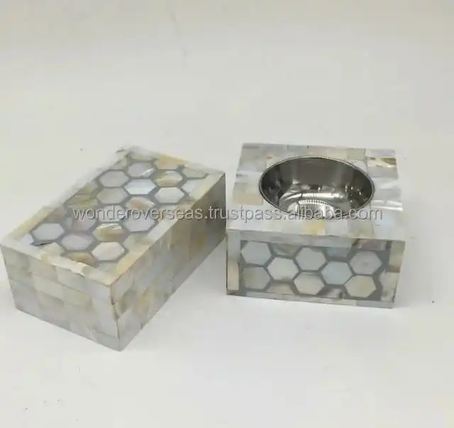 Modern Mother Of Pearl Inlay Bakhoor Trendy Bone Inlay Bakhoor Burner Latest Mabkhara Resin Incense Burner BY WONDER OVERSEAS