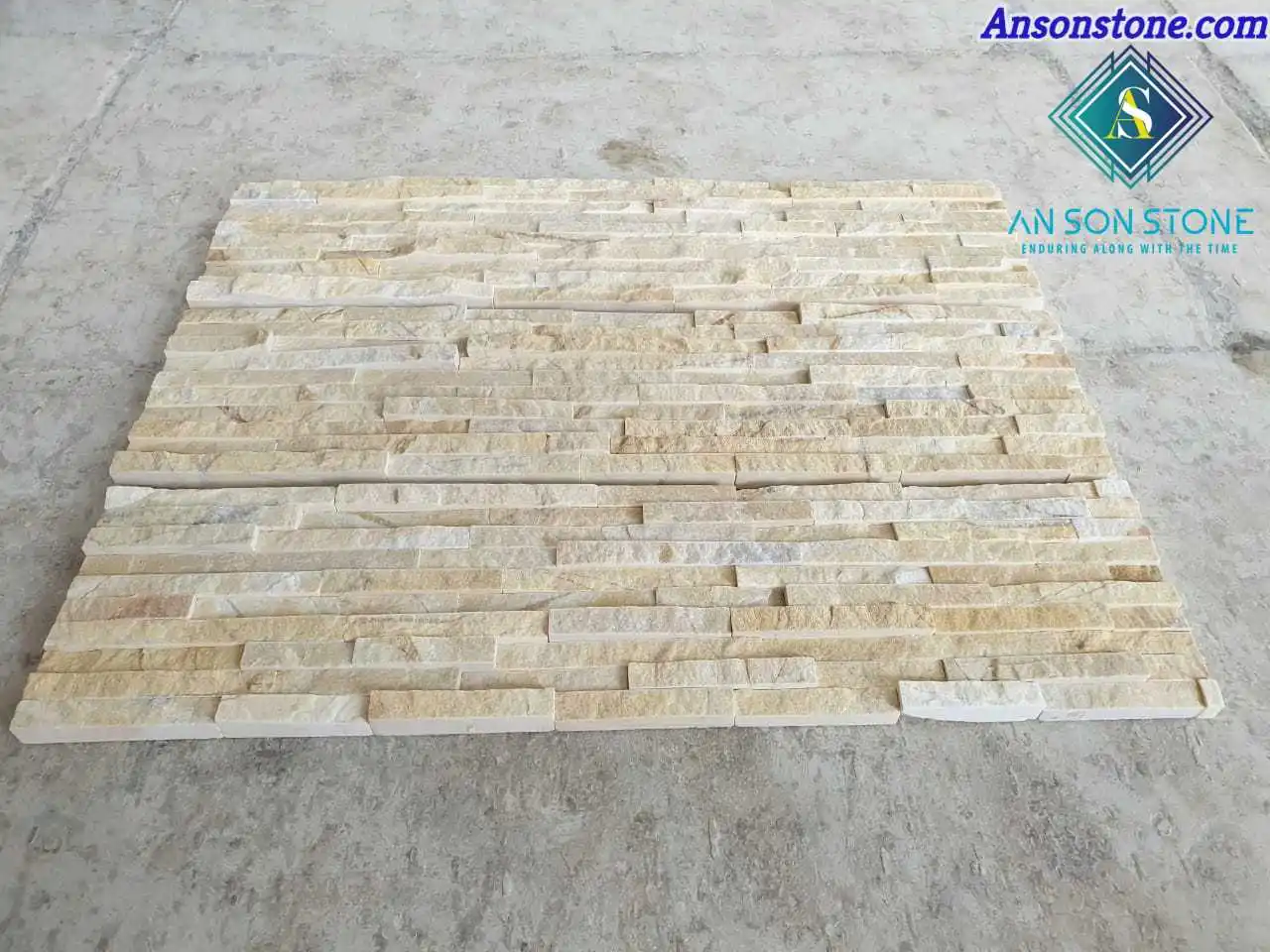 Yellow Marble Wall Cladding Panel  With 10 Lines