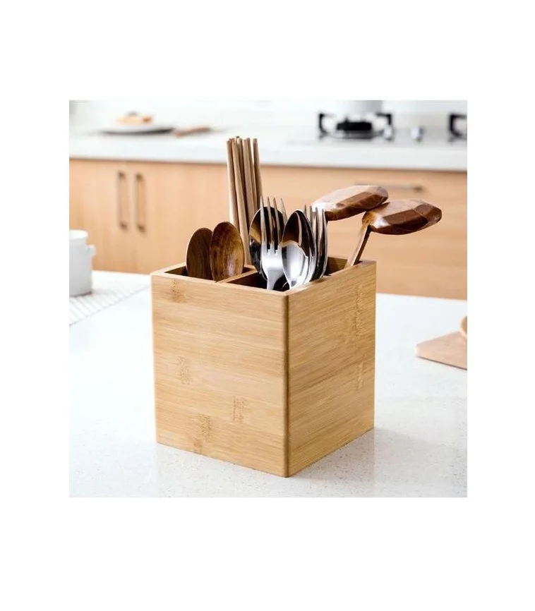 Stylish design square shape cutlery holder high quality handmade wooden cutlery holder at cheapest price