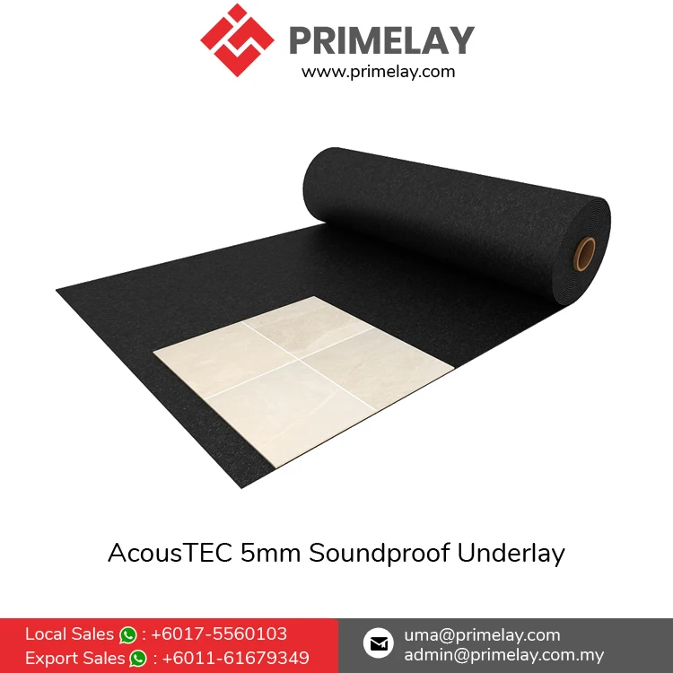 High Density Recycled SBR Rubber Material Soundproof Underlay AcousTEC 5mm Ceramic Tile Acoustic Underlay Solution