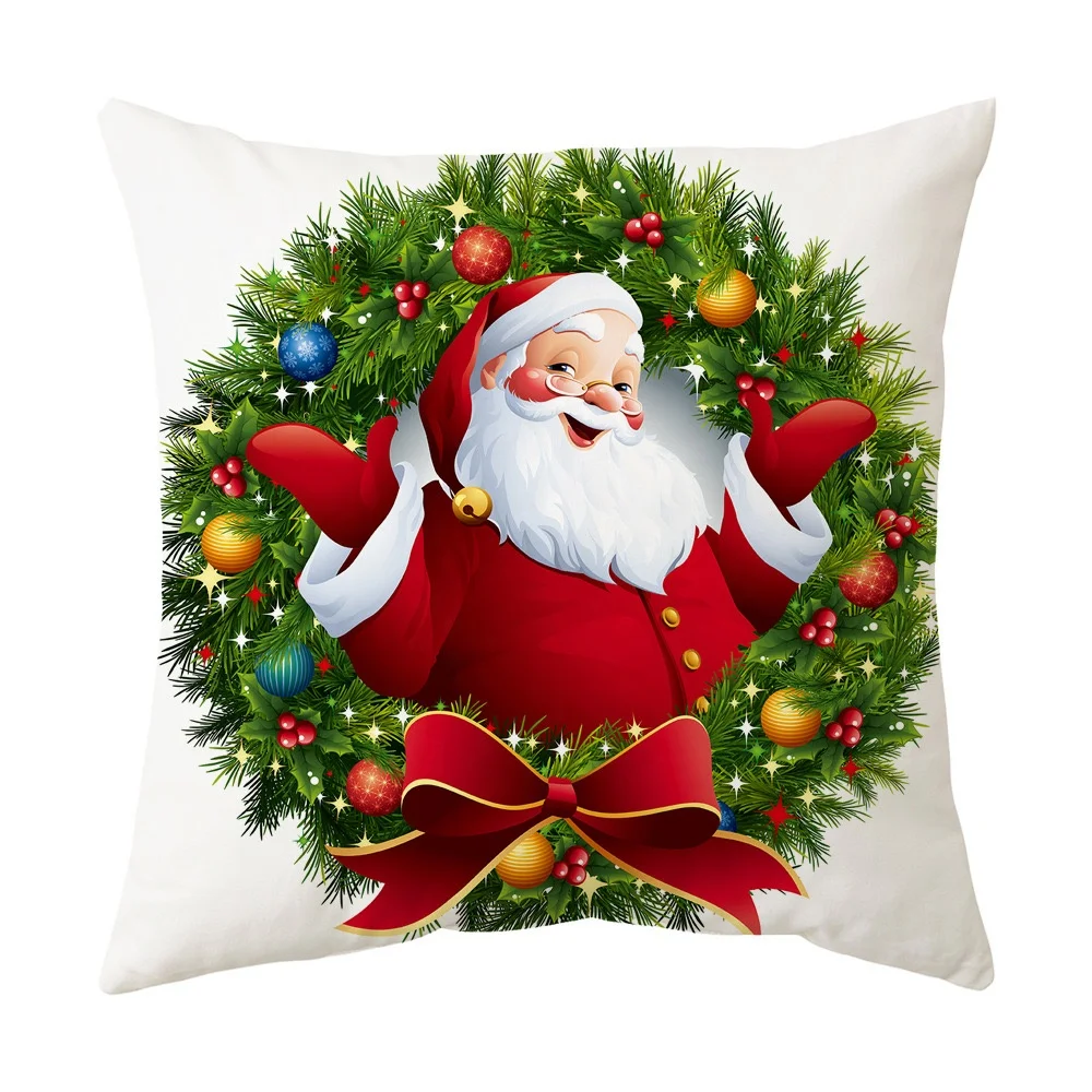 Christmas atmosphere Santa Claus pillowcase sofa cushion home decoration printed pillowcase Merry Christmas gift