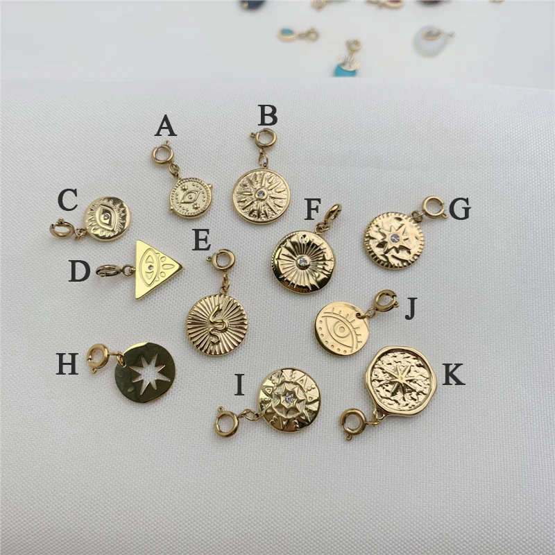 Stainless Steel Round Disc Shape Sunburst Snake Tarot Stamped Zircon Pendant Charms For Jewelry Making