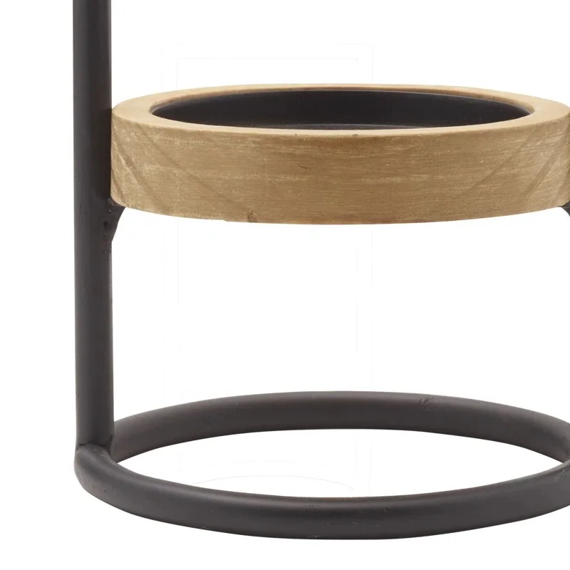 Modern Iron Candle Stand With Wooden Tray for Table Floor Decoration at Home By Indian Exporter At Bulk Price