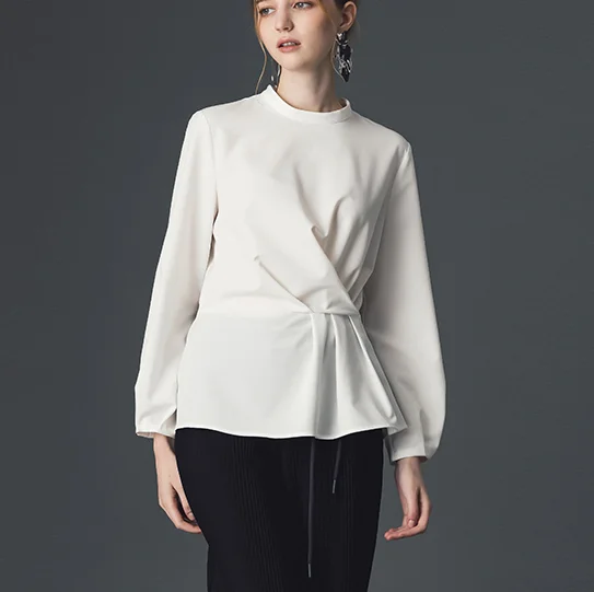 DE PERI MERA Leia flow blouse (White) ONE SIZE Korean fashion Trending products 2024 new arrivals wholesale clothes