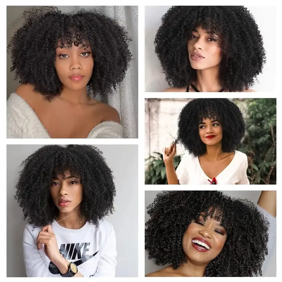 Machine 250% Wholesale Afro Kinky Curl Brazilian Human Hair Wigs Machine Made Wig Bob Curly Pixie Wig For Women With Baby Hai