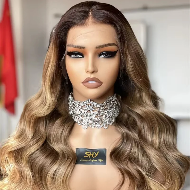 2024 High Quality HD Balayage Wig 13*5 Lace Single Knot Preplucked Hairline Glueless Film Hair Loss Women Raw Human Hair